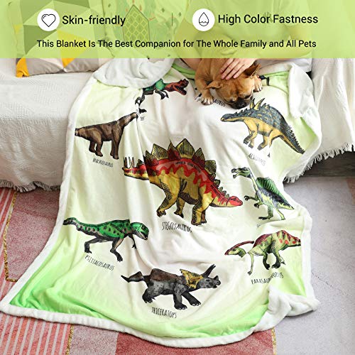  Dinosaur Throw Blanket, Dino Plush Fleece Kids Blanket Soft Cozy Cartoon Blankets With Jurassic Dinosaurs For Boys Gift For Kids Adults (Dinosaur 1, 50" X 60")