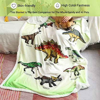  Dinosaur Throw Blanket, Dino Plush Fleece Kids Blanket Soft Cozy Cartoon Blankets With Jurassic Dinosaurs For Boys Gift For Kids Adults (Dinosaur 1, 50" X 60")