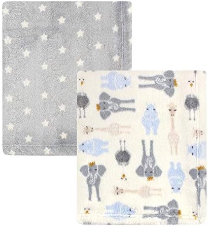  Hudson Baby Unisex Baby Cozy Plush Luxury Blankets 2pk, Pink Elephants, One Size