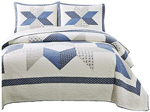  100% Cotton Luxury Decorative Bedspread With Multi Print Floral Patchwork Quilt, Soft & Oversized Coverlet, King 110x96”, Ivory & Brown