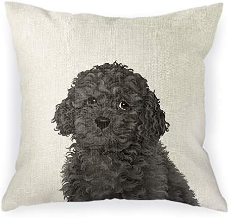  WIRESTER Sofa Pillow Case, Decorative Throw Pillow Cushion Cover For Home Office 18 X 18 Inch, Cute Grey Toy Poodle