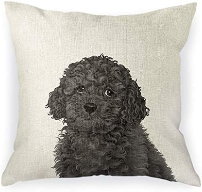  WIRESTER Sofa Pillow Case, Decorative Throw Pillow Cushion Cover For Home Office 18 X 18 Inch, Cute Grey Toy Poodle