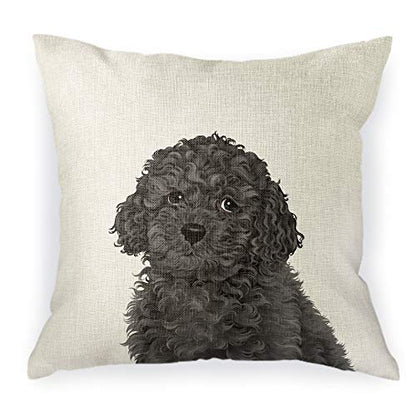  WIRESTER Sofa Pillow Case, Decorative Throw Pillow Cushion Cover For Home Office 18 X 18 Inch, Cute Grey Toy Poodle