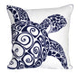  DECOPOW Embroidered Cute Nautical Animal Pillow Cover,Square 18 Inches Decorative Canvas Pillow Cover For Nautical Style Deco By (Navy-Sea Turtle)