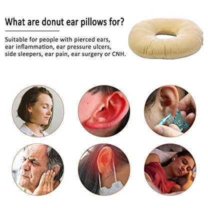  Hshbxd Ear Piercing Pillow, Donut Pillow For Ear Pain ＆CNH, Ear Pillow With Holes For Side Sleepers, Ear Inflammation Relief (Yellow)