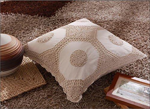  100% Thick Cotton Material With Hand Crochet Lace Easy Fit Bed Skirt Dust Ruffle (Crochetskirt-King/Calking, Beige)