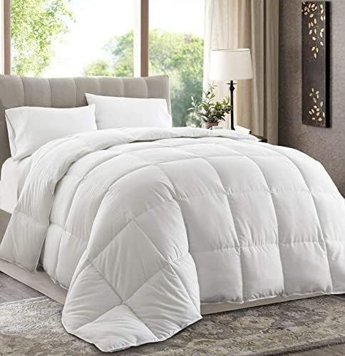  All Season Down Alternative Comforter - Plush Microfiber Fill - Box Stitch Quilted - Duvet Insert With Corner Tabs (Full/Queen, White)