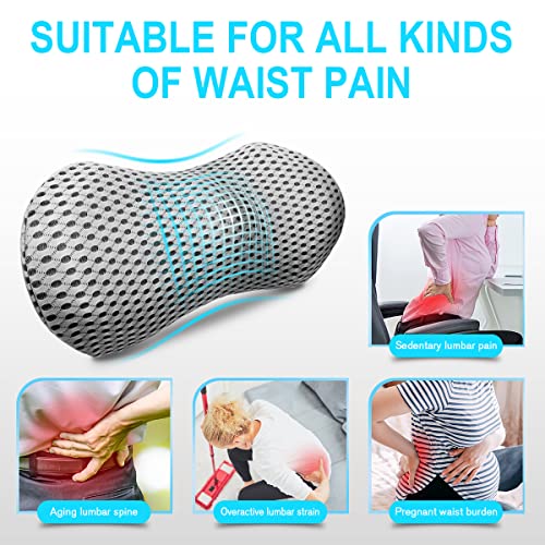  Lumbar Support Pillow - Memory Foam For Low Back Pain Relief, Ergonomic Streamline Car Seat, Office Chair, Recliner And Bed