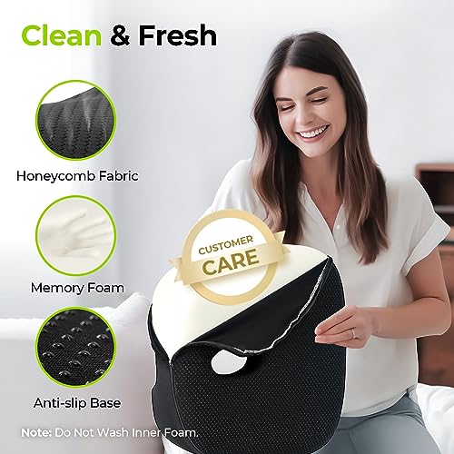  AUVON Innovation Donut Pillow For Hemorrhoids With Scientific Center Hole & U-Shaped Cutout, Orthopedic Pain Relief For Tailbone, Coccyx, Prostate, Postpartum Pregnancy & After Surgery Sitting Relief