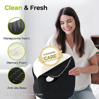  AUVON Innovation Donut Pillow For Hemorrhoids With Scientific Center Hole & U-Shaped Cutout, Orthopedic Pain Relief For Tailbone, Coccyx, Prostate, Postpartum Pregnancy & After Surgery Sitting Relief