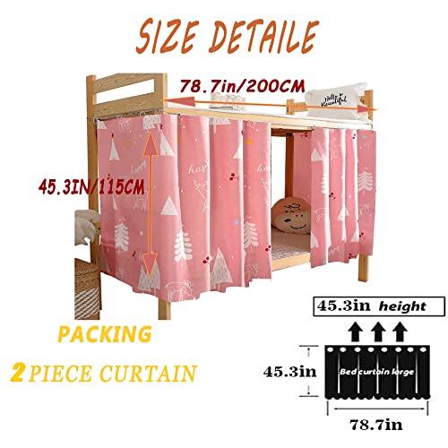  Qubanda Dorm Home Bunk Nets Bed Curtains Cloth Bed Canopy Blackout Students Curtain Shading Nets Breathable Dustproof Single Sleeper
