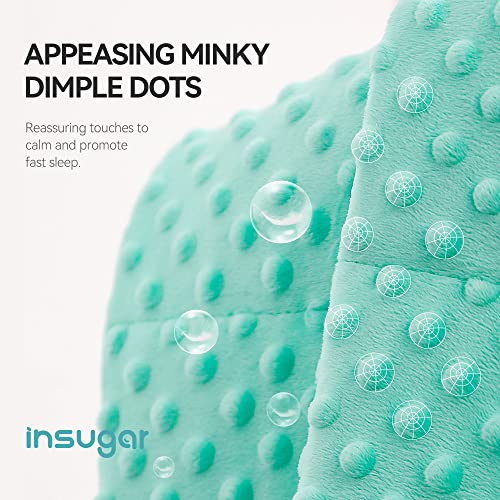  Insugar 3lbs Kids Weighted Blanket, Flannel Toddler Heavy Blankets Throws With Minky Dots For Calming Sleep, Shark Cartoon Pattern, Soft And Smooth Children Lap Blanket, 36” X 48”, Mint