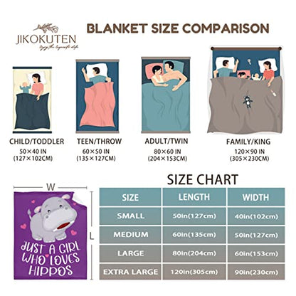  St A Girl Who Loves Hippos Soft Comfy Flannel Blanket Fluffy Queen Plush Throw Twin Cozy Outdoor Picnic Living Room Travel Couch Medium (60 In X 50 In)
