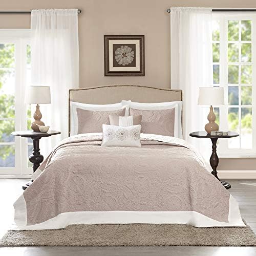  Ashbury Bedspread Set - Luxury Textured Quilt, All Season, Large Lightweight Coverlet, Cozy Bedding, Matching Shams, Medallion Blue, Oversized King (120 In X 118 In)