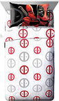  Marvel Deadpool Invasion 4 Piece Queen Sheet Set White/Red/Gray