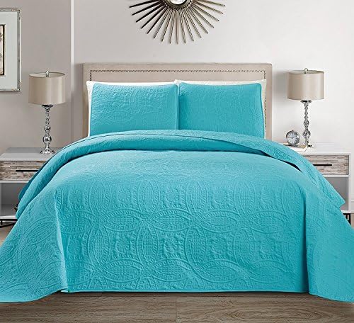  Linen Plus Collection 3 Pieces King/California King Over Size Embossed Coverlet Bedspread Set Solid Silver 118" X 106" New