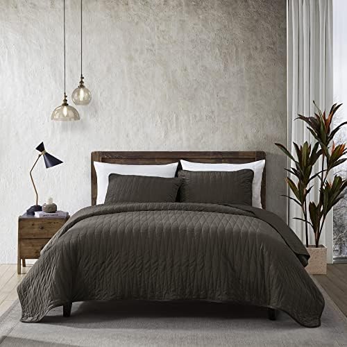  Premium Heavy Velvet Quilt Set With Cotton Backing, King, Charcoal