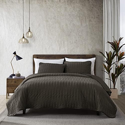  Premium Heavy Velvet Quilt Set With Cotton Backing, King, Charcoal