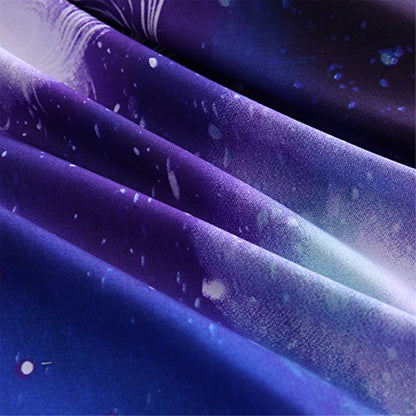  Galaxy 3D Printing Bed Sheet Bedding Set, Soft Microfiber Fitted Sheet Set，Galaxy Themed Sheets 4 Pcs Flat Sheet& Fitted Sheets With 2 Pillowcases (Queen, 07)