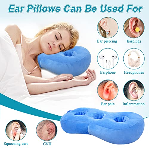  AOSSA Piercing Pillow For Side Sleepers Ear Protector CNH Pillow With Ear Holes For Pressure Sores Ear Pain Relief Headphones Donut Pillow For Head Ear Cushion Side Sleeping Pillow (Blue)