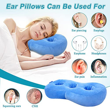  AOSSA Piercing Pillow For Side Sleepers Ear Protector CNH Pillow With Ear Holes For Pressure Sores Ear Pain Relief Headphones Donut Pillow For Head Ear Cushion Side Sleeping Pillow (Blue)