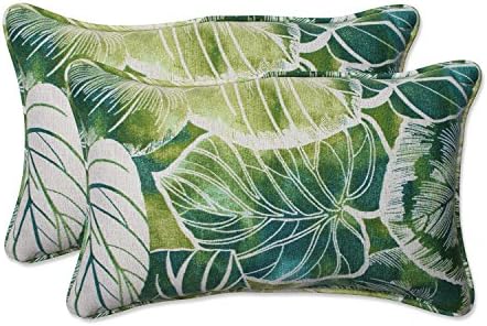  Pillow Perfect Tropic Floral Outdoor Throw Accent Pillow, Plush Fill, Weather, And Fade Resistant, Medium Square - 16.5" X 16.5", Black/Green Clemens, 2 Count