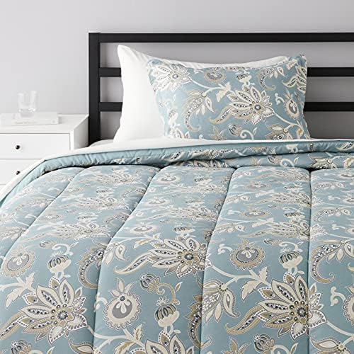  Amazon Basics 8-Piece Ultra-Soft Microfiber Bed-In-A-Bag Comforter Bedding Set - Full/Queen, Grey Chinoiserie