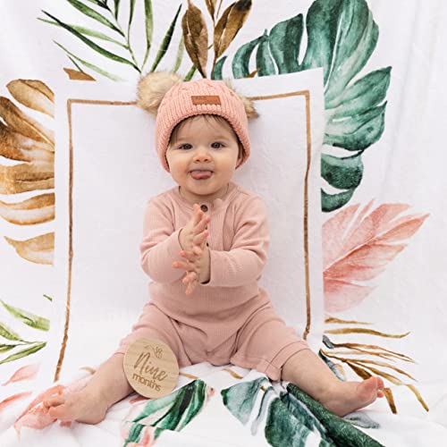  NovaaLife - Milestone Baby Blanket For Girls And Boys - Wood Props & Blessed To Be Called Mom Sticker - 40 X 60 In Large Blanket - Use As Backdrop Or Laying Down
