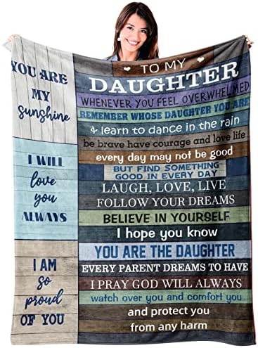  To My Daughter Blanket Gifts From Mom Dad, Valentine's Day Birthday Gifts For Daughter Gifts For Graduation Wedding Christmas Flannel Fleece Warm Cozy Lightweight Throw Blankets For Bed Sofa 50"x60"