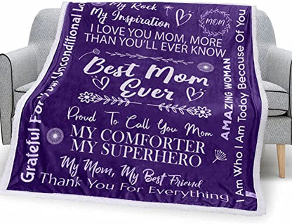  Mom Blanket, For Mom, Birthday Gifts For Mom From Daughter Or Son, Best Mom Ever Gift Blanket, Mom Gifts For Mother's Day, I Love You Mom Unique Birthday Gift