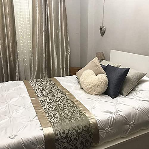  QFWMCW Golden Flower Bed Runner Bed Runner Hotel Satin Jacquard Bed Cover Bed Scarves Bedding Scarf Protection Decoration For Bedspread Pillowcase King Size