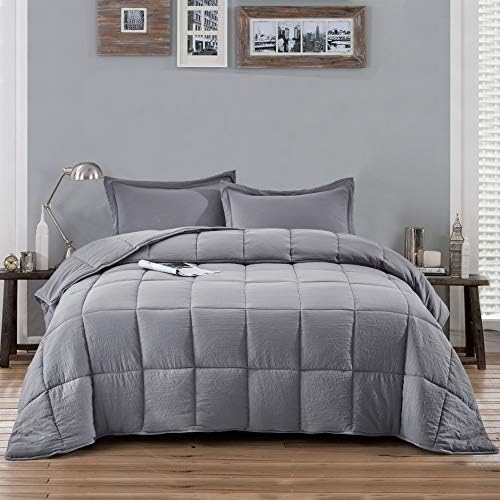  HIG 3pc Green Down Alternative Comforter Set Queen Size - All Season Reversible Comforter With Two Shams - Quilted Duvet Insert With Corner Tabs - Box Stitched - Breathable, Soft, Fluffy