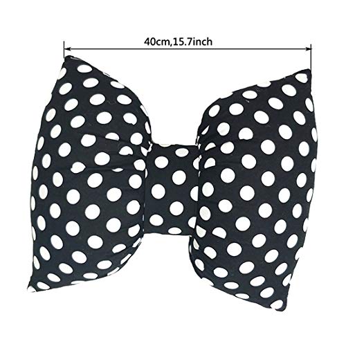  Wishlanlan 1 Pcs Bowknot Shape Lumbar Support Back Cushion For Lower Back Pain Relief- Ideal Back Pillow For Computer/Office Chair, Car Seat (Black + White Spots,Back Cushion)
