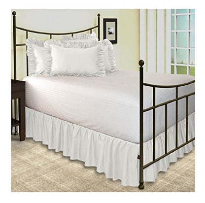 Scala Plit Corner Ruffle Bed Skirt White Solid 650 Thread Count 100% Egyptian Cotton Queen (60" W X 80" L) With 16" Drop Length.