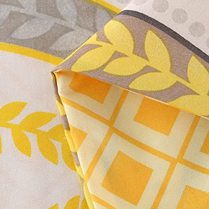  Yellow Duvet Cover Set Queen Size, 90" X 90" Soft Microfiber Duvet Covers With Geometric Pattern, 3 Pieces Reversible Duvet Cover Zipper Bedding Sets For All Seasons, Yellow & Grey