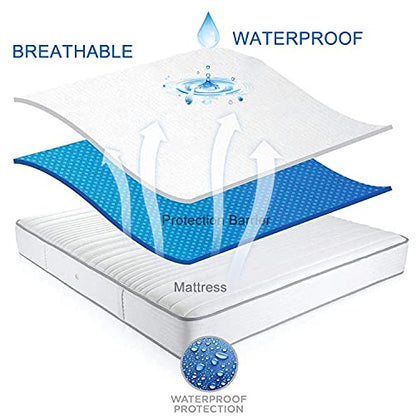  Comfort Mattress Protector 100% Waterproof, Ultra Soft Noiseless Mattress Pad, Breathable Cooling Cover With 8-18" Deep Pocket Mattress Topper (Queen)