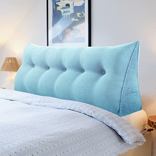  WOWMAX Ergonomics Headboard Pillow For California King Size Bed, Multifunctional Upholstered Headboard Pillows, Triangular Long Wedge Pillow For Wall No Need To Assembly Corduroy Grey (71 Inches)