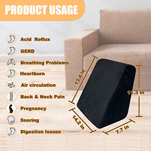  Bipintip Memory Foam Throw Pillow - Wedge Shaped Decorative Couch Pillow，Throw Pillow For Bed Living Room Outroom Quirky Home Decor - Breathable - Lumbar Knee Leg Travel Pillow(Black)
