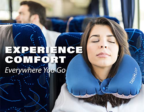  TREKOLOGY Inflatable Neck Pillow For Travel - Ultimate Comfort And Support For Airplanes, Cars, And More - Ergonomic Design For Restful Sleep And Neck Relief - Essential Travel Accessory