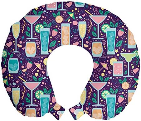  Ambesonne Mermaid Travel Pillow Neck Rest, Underwater Fantasy Fish Girl Woman Swimming Exotic Cartoon, Memory Foam Traveling Accessory For Airplane And Car, 12", Lilac Blue