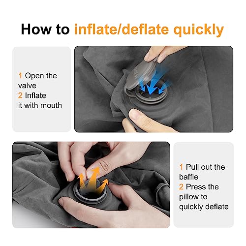  Maliton Inflatable Travel Foot Rest Pillow, Airplane Bed For Kids, Car Foot Rest Pillow, Adjustable Height Leg Rest Pillow For Airplane, Car, Train, Home, Office(Dark Grey, 1 Pack)