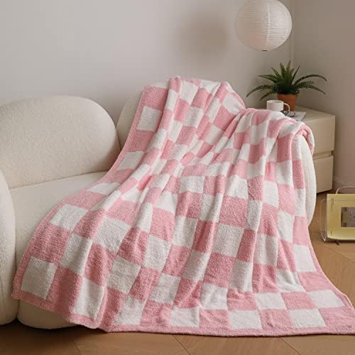  Ltra-Soft Checkered Blanket Microfiber Sage Green Checkerboard Blanket Reversible, Plaid Cozy Fuzzy Chessboard Throw Blanket Plush For Bed Couch Sofa (Sage Green, 51"x63")