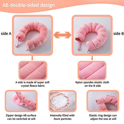  FHSGGP Travel Pillow Airplane Travel Neck Pillow Adjustable Length Kids Travel Pillow Suitable For Adults And Children Travel, Office, Home Use Pink Neck Pillow Provide Neck, Waist, Leg Support