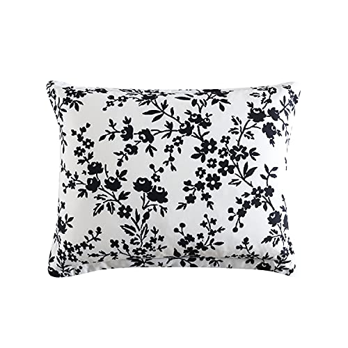  Betsey Johnson Home | Pretty Floral Collection | 5pc Comforter Set - Super Soft, Reversible, All Season Bedding With Matching Sham(s) And Bonus Throw Pillows, Twin, Black