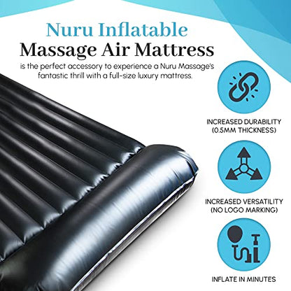  Inflatable Massage Air Mattress | Black Durable PVC Waterproof | 88in X 48in X6in (223 X 122 X 15cm)