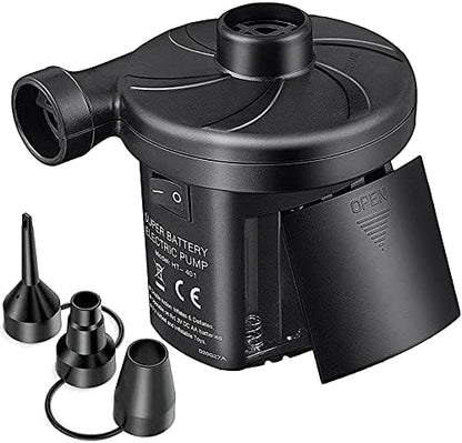  Battery Powered Air Mattress Pump, Electric Quick-Fill Blower Portable Inflator Deflator For Inflatables Raft Bed Boat Pool Toy, Black
