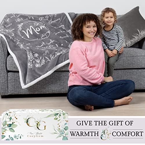  Mom Blanket, Mom Birthday Gifts, From Daughter Or Son, Best Mom Cozy Throw Blankets With Letter, Mom Gifts, Love You Mom Blanket, Mothers Day Blanket, 65x50, Fleece - Gray