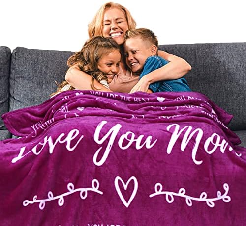 Mothers Day Gifts For Mom Blanket From Daughter Or Son, Thoughtful, Unique Mom Blanket Filled With Sentimental Meaningful Words To Say Love You Mom 60x50 Inches (Grey, Sherpa)