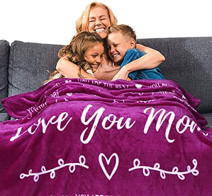  Mothers Day Gifts For Mom Blanket From Daughter Or Son, Thoughtful, Unique Mom Blanket Filled With Sentimental Meaningful Words To Say Love You Mom 60x50 Inches (Grey, Sherpa)