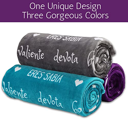  Mothers Day Gifts For Abuela In Spanish, Abuela Blanket, Feliz Dia De Las Madres, Regalos Para Abuela En Español For Birthday/Cumpleaños From Los Nietos, 60x50 Inches (Purple, Fleece)